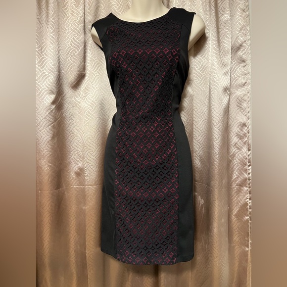 Black Dress with Lace and Red Detailing - Picture 3 of 3